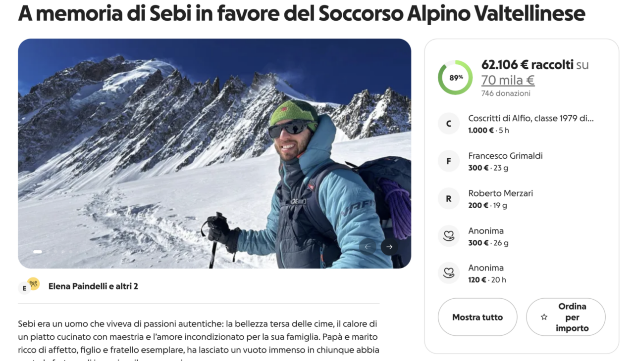 Solidarietà per Sebastiano Erba: raccolta fondi a sostegno del soccorso alpino